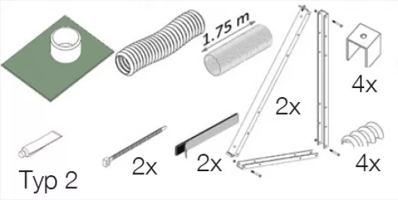 Inhalt Dachmontagematerial Luftkollektor